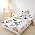 thumbnail image 4 of Homewish Cartoon Rocket 3pcs Twin Sheet Sets for Preppy Children Boys,Outer Space Twin Fitted Sheet,Universe Galaxy Planet Breathable Flat Sheet,Ultra Soft Home Decor, 4 of 7