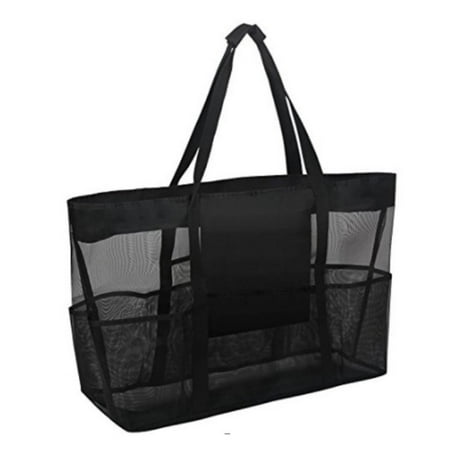 TheFound Mesh Beach Bag large Tote Bag with Waterproof Inside Pocket ...