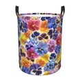 thumbnail image 1 of Balery The Garden Tricolor Pansy Flower Cesta de ropa redonda con asas, impermeable, independiente, para ropa, juguetes, dormitorio y familia-Medium, 1 of 6