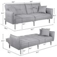thumbnail image 3 of Alden Design Fabric Covered Futon Sofa Bed with Adjustable Backrest, Gray  living room furniture living room sofa furniture sofa My Lux Decor Round, 3 of 8
