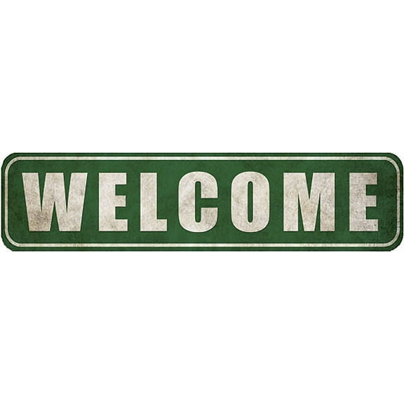 Welcome Sign, Metal Sign, Patio Sunroom Backyard, Rustic Street Sign or Door Name Plate Plaque, 4x16 Inch