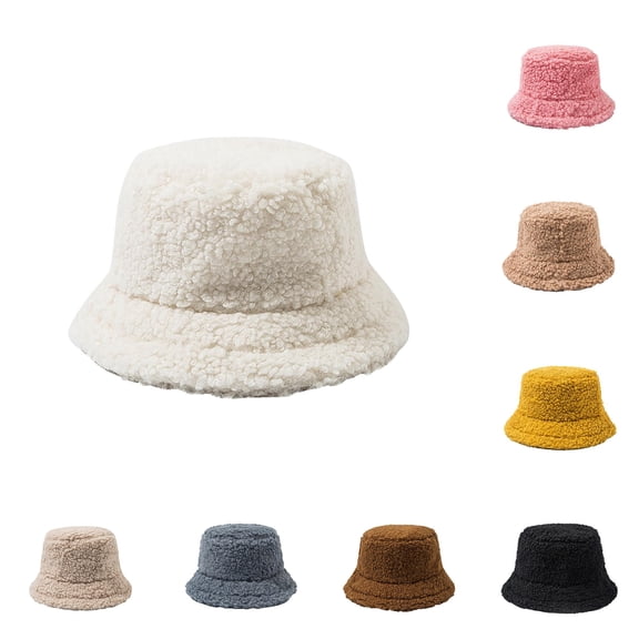 LiuXxxx Ladies Winter Bucket Hat Cute Warm Caps Fishing Outdoor Headwear White