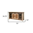 thumbnail image 3 of 70" Brown Solid Wood Cabinet Enclosed Storage Distressed TV Stand, 3 of 7