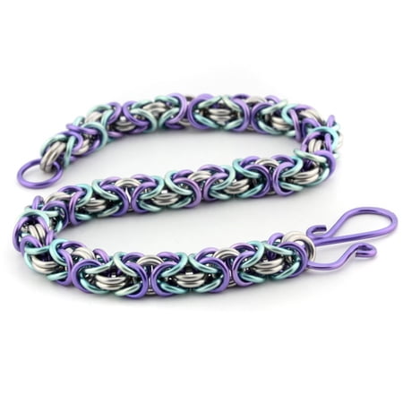 Weave Got Maille Winter Wonderland Chainmaille Bracelet Kit - 3 Color Byzantine Design, Anodized Aluminum, Includes Tutorial & Rings