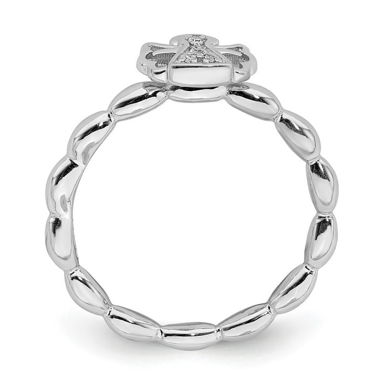 Sterling Silver Stackable Expressions Diamond Angel With Halo Ring Sterling Silver Stackable Expressions Diamond Angel With Halo Ring