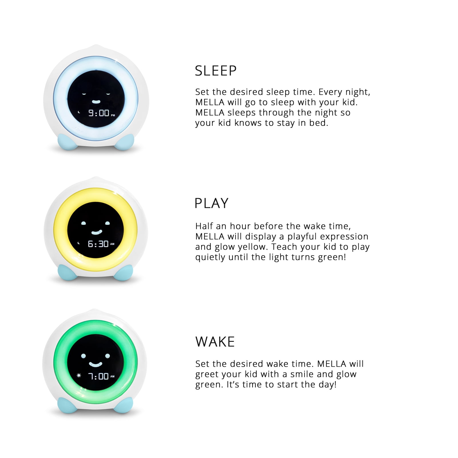LittleHippo MELLA Ready to Rise Children's Sleep Trainer, Night Light, & Sound Machine Alarm Clock