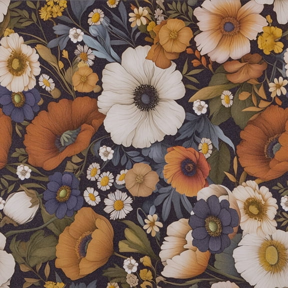 Abyssaly Floral Wallpaper Peel and Stick Floral Black Wallpaper Vintage Plant Watercolor Self Adhesive Textured Wall Paper Contact Paper Home Decor Wall Covering Old Furniture Renovation, 17.32"×118"