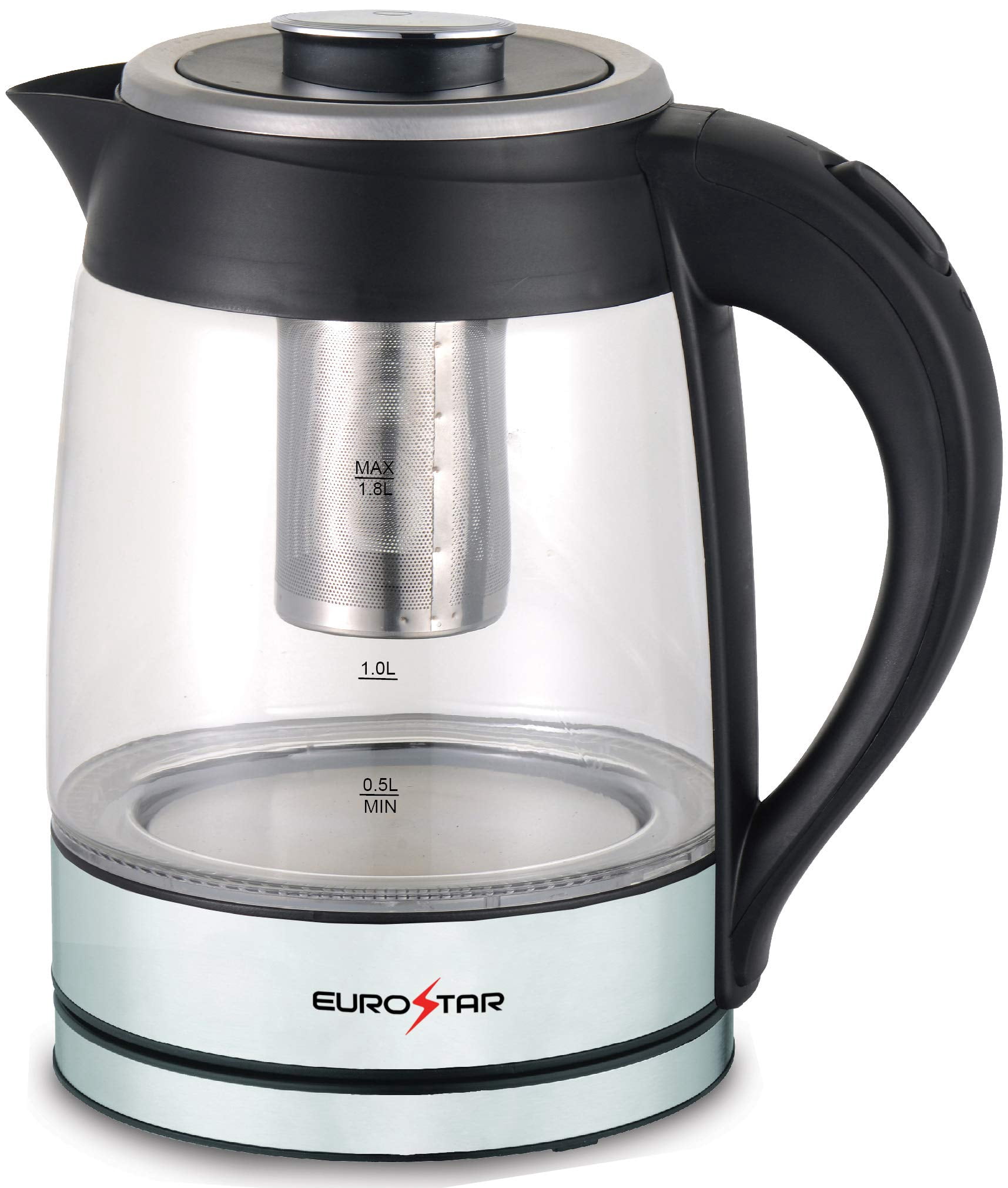 EUROSTAR EKG18TFBK 1.8L Glass Electric Kettle with Tea Infuser