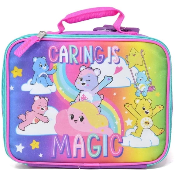 Bioworld Kids Insulated Lunch Bag with Handle, Care Bears Rectangle Lunch Bag Design
