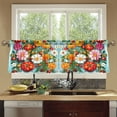 thumbnail image 4 of Yayeee Kitchen Curtains Tier Set of 2 Light Filtering 57"x24" Over Sink Window Panels, Pink Floral Tomatoes, 4 of 7