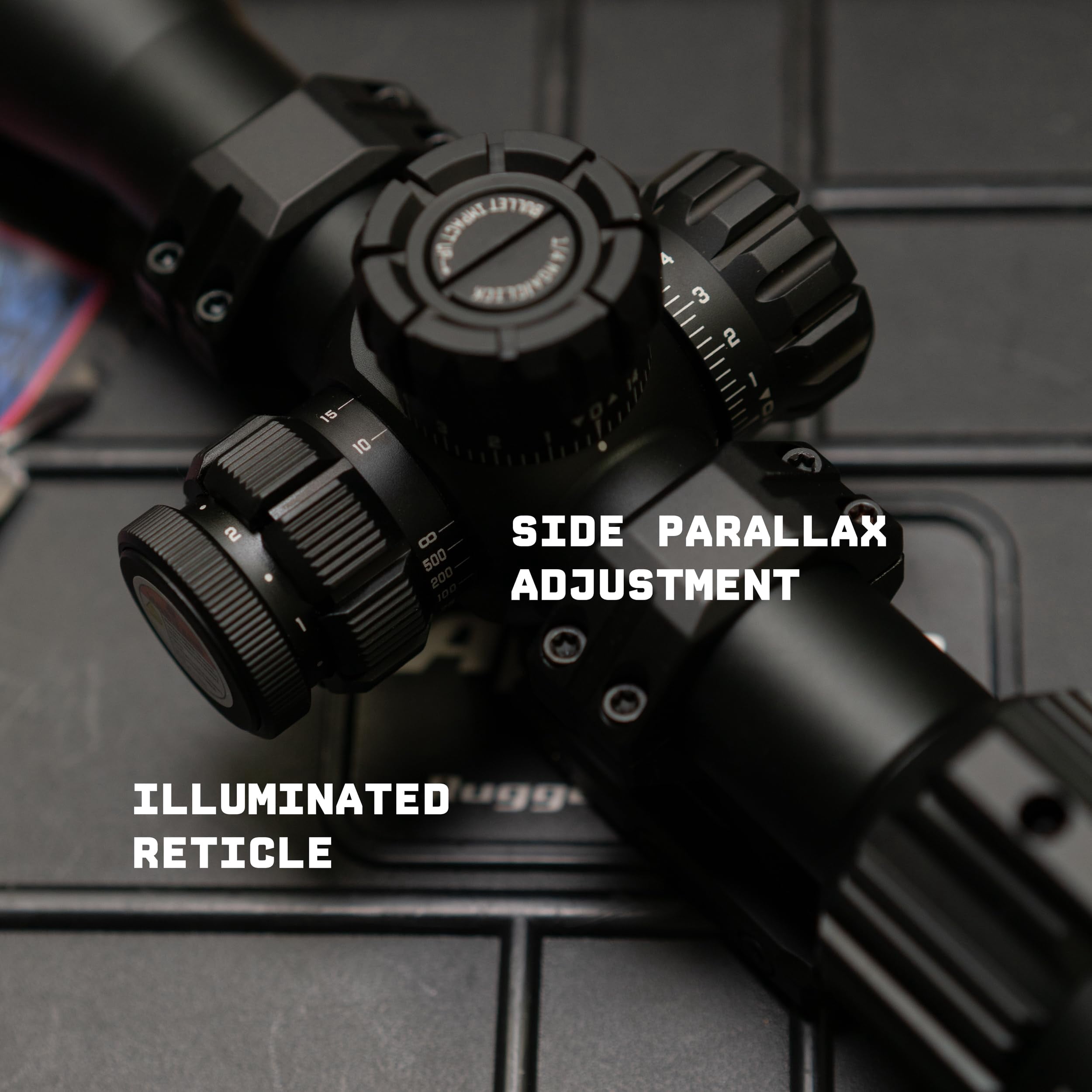 Monstrum Beast 4-12x44 Rifle Scope with Side Focus and Offset Scope Mount | Black | FIB01 Daylight Bright Reticle