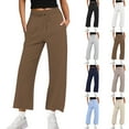 thumbnail image 2 of ctdiral Women's Wide Leg Pants High Waist Drawstring Sweatpants Joggers with Pockets Casual Loose Fit Lightweight Straight Trousers Coffee L, 2 of 7