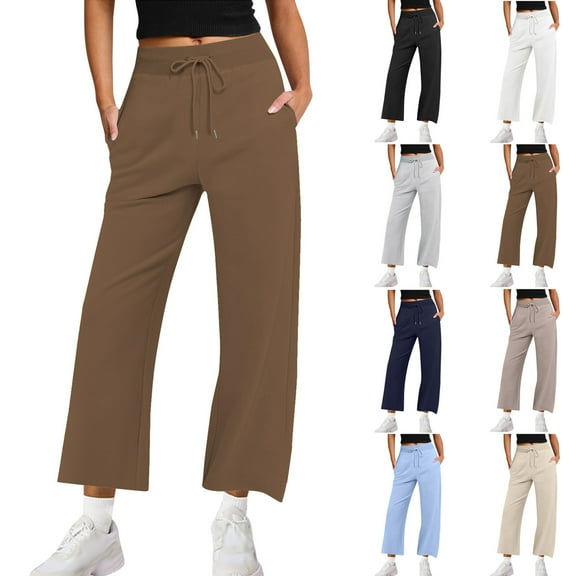 PXLKNZH Petite Sweatpants for Women Drawstring High Waist Straight Leg Pants Casual Loose Workout Jogging Pants with Pockets Beige,XL
