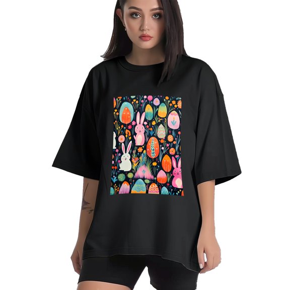 Plus Size Shirt for Women Black Tops for Women Short Sleeves Shirt for Women Easter 142 T Shirt Crewneck Shirt for Women XS