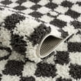 thumbnail image 5 of BoutiqueRugs Kieu Black and White Checkered Shag Rug - High Pile Fluffy Shag Carpet for Hallway, Nursery, Playroom, Girls Boys Room - Black, White - 6'7" x 9' (6x9), 5 of 12