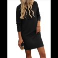 thumbnail image 3 of Vestido Mini Informal de Otoño para Mujer, con Cuello Redondo, Larga y Canalé Negro XXL, 3 of 8