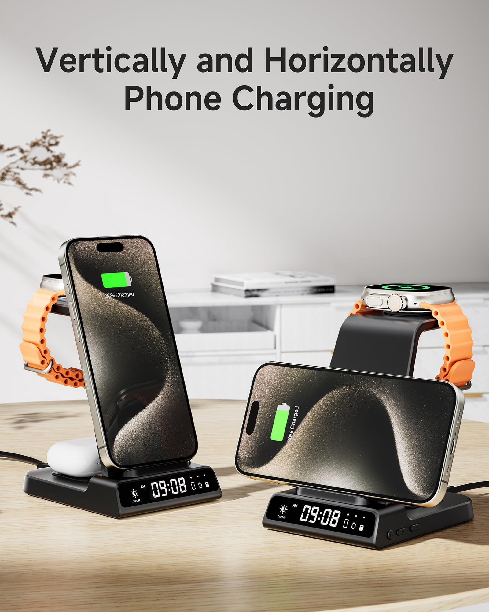 Wireless Charger for iPhone 17/Air/16/14/13/12/11 Series, 3 in 1 Wireless Charging Station for Apple Watch 11/10/9/8/7/6/5/4, for Apple Watch Ultra 3/2, for Apple Watch SE 3/2, for AirPods Pro 3/2