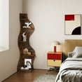 thumbnail image 6 of Yowos 5 Tier Corner Shelf, Modern Wall Bookshelf Bookcase Small Storage Rack Stylish Wavy for Small Space, Plant Stand, Weathered, 6 of 9