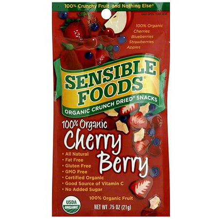 Sensible Foods Organic Cherry Berry Crunch Dried Fruit, 0.75 oz (Pack of 12)