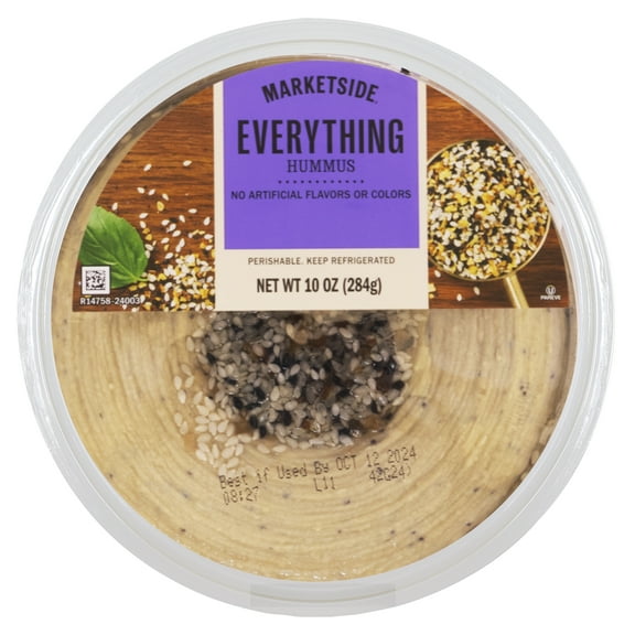 Marketside Gluten-Free Everything Hummus 10 oz, Ready to Eat, Resealable Cup, 2 Tbsp. (28g) Servings