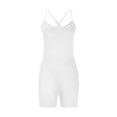 thumbnail image 7 of MVRLSH Shapewear Tummy Control Sleeveless V Back Backless Stretchy Workout Yoga One Piece Jumpsuit Body Shaper Shorts for Women White - M, 7 of 7