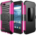thumbnail image 1 of Kaleidio Case For ZTE Tempo X N9137 / Blade Vantage Z839 [Dual Form] Rugged Holster [Belt Clip][Shock Absorption] Dual Layer Hybrid [Kickstand] Armor Cover w/ Overbrawn Prying Tool [Black/Pink], 1 of 5