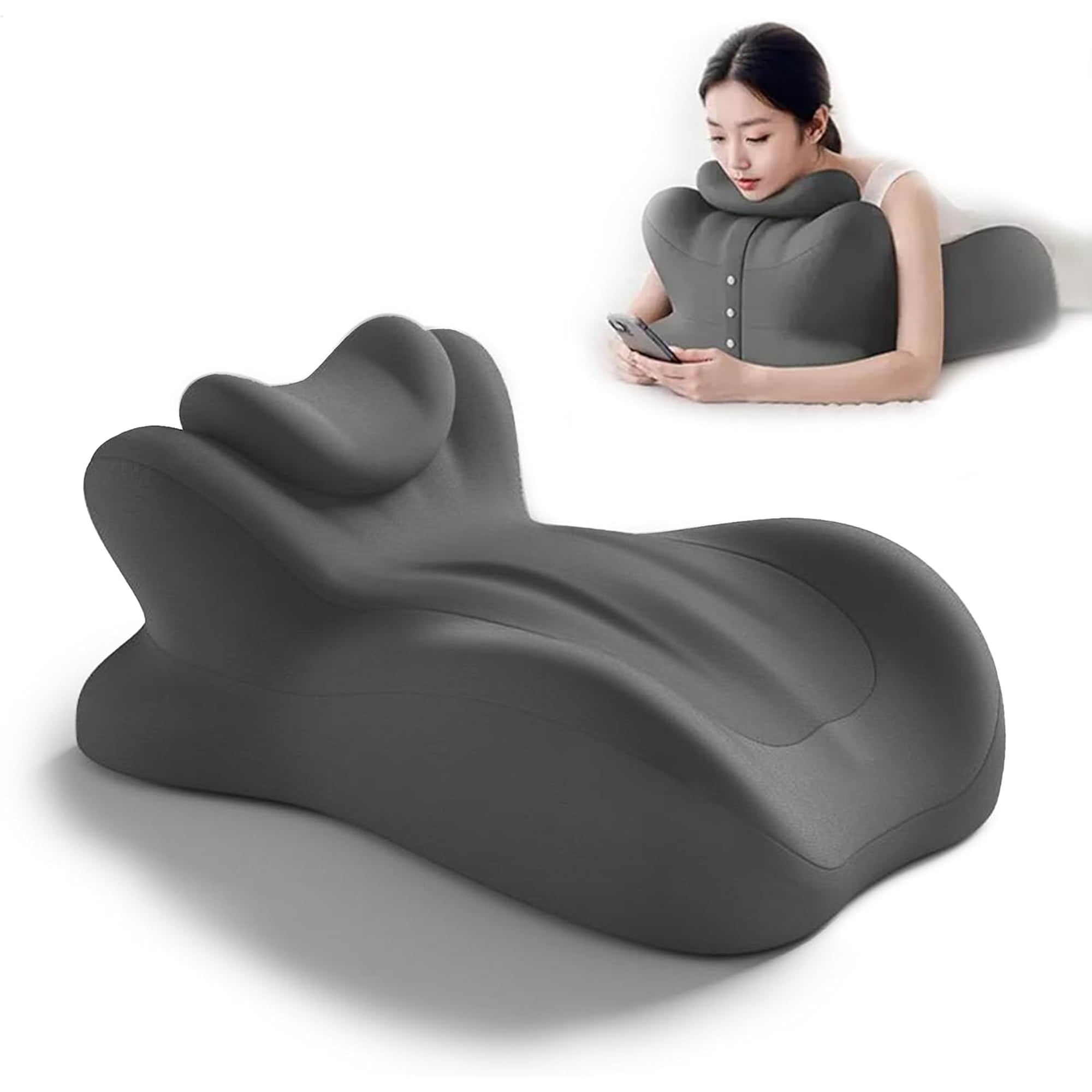 Adjustable Intimacy & Pregnancy Support Pillow - Ergonomic Foam Wedge Cushion for Back Pain, Sitting, Lying, Multi-Position with Removable Washable Cover (Dark Gray)