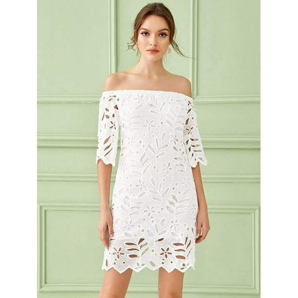 Lace off the top shoulder vintage flare dress