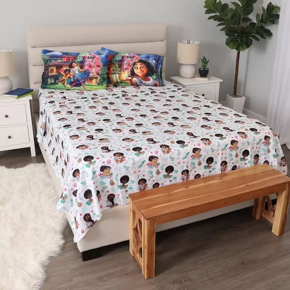 Encanto Ensemble de Literie Complet 4 Pcs pour Enfants - Drap Plat, Drap-Housse et 2 Taies d'Oreiller