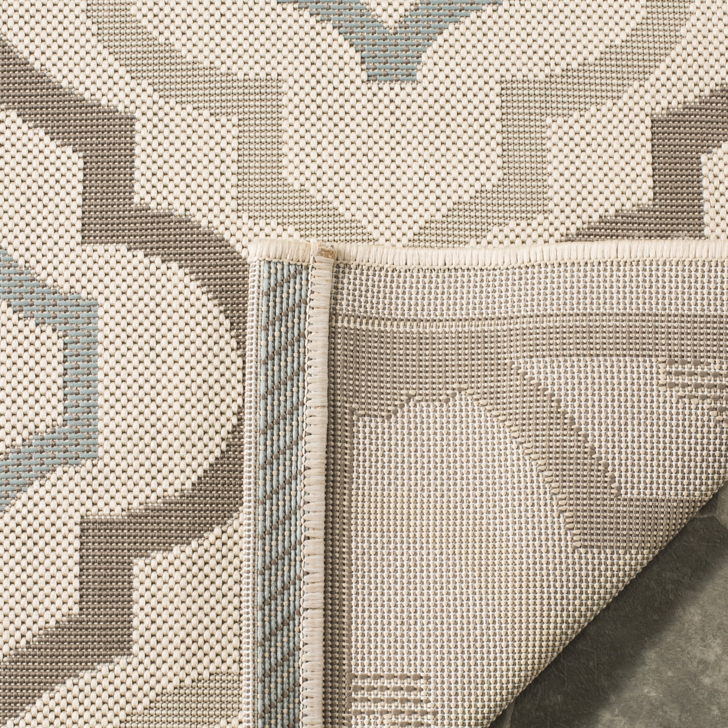 Safavieh Courtyard Bayon Geometric Indoor/Outdoor Area Rug, Beige/Dark Beige, 6'7" x 9'6"