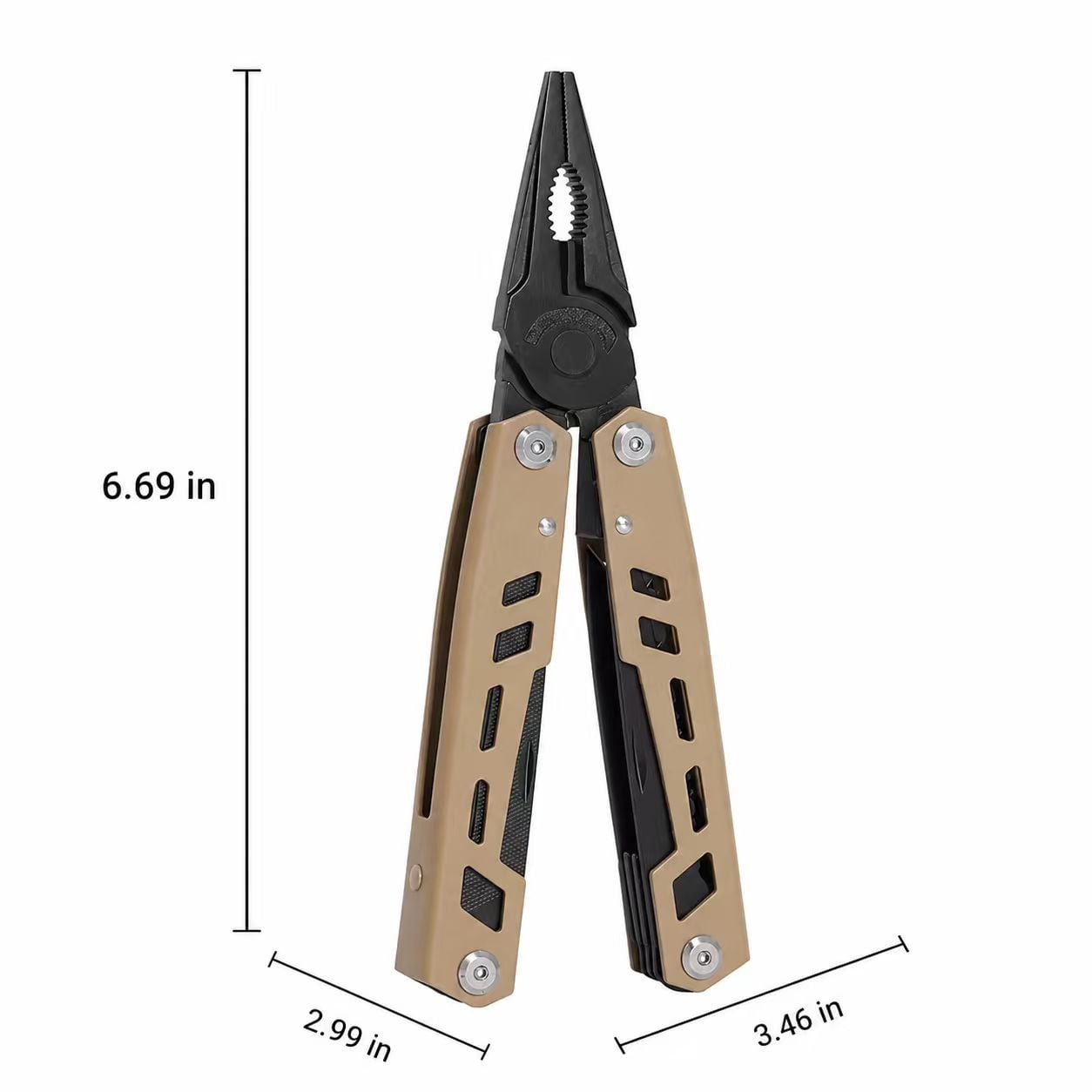 14-in-1 Multitool Pliers, Heavy Duty Stainless Steel Folding Pocket Tool for Camping, Hiking and Outdoor Survival, Compact Precision Gear with Nylon Sheath, Gunmetal Stealth Grey