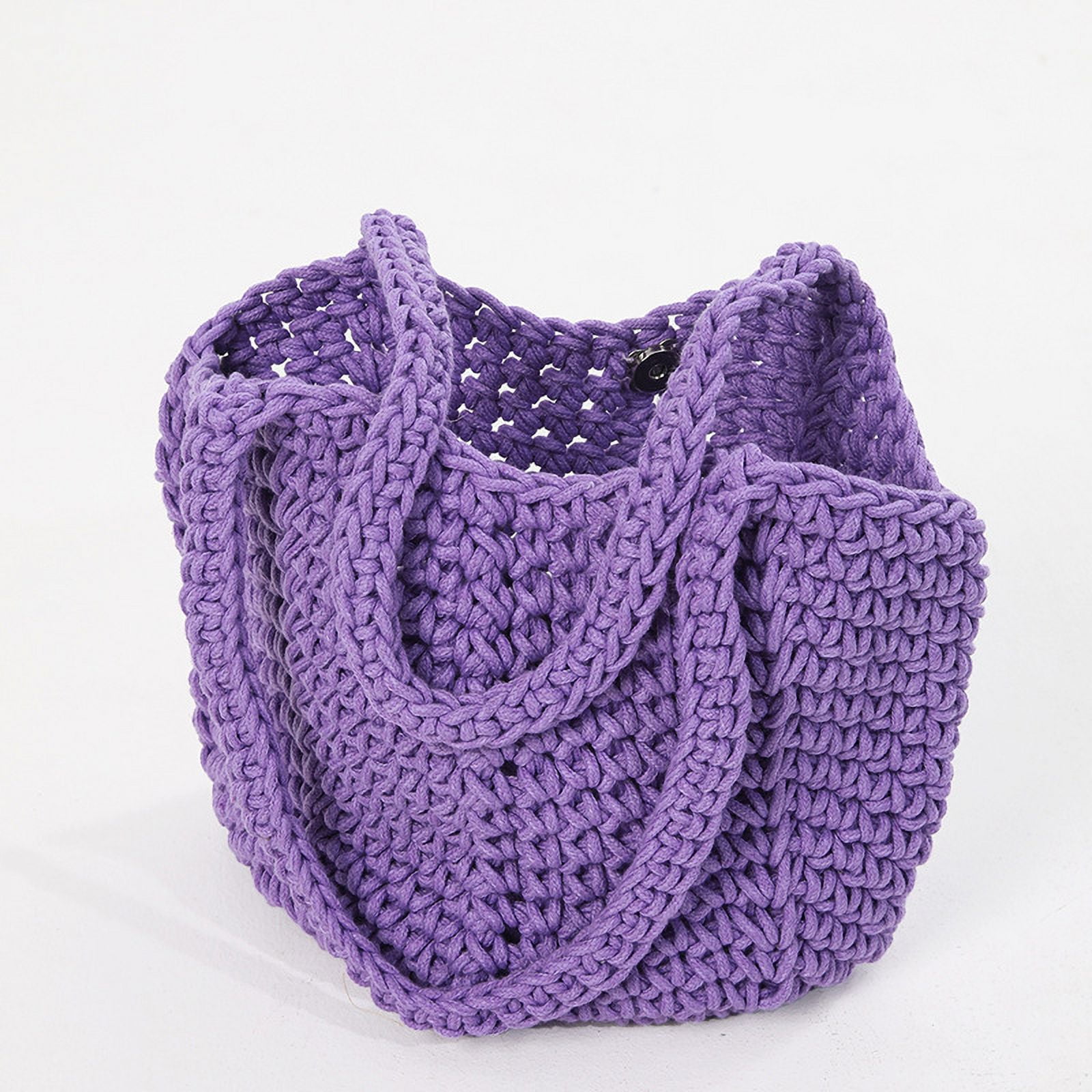 HMSHA Retro Single Shoulder Cotton Thread Woven Bag, New Crochet Woven Handbag, Beach Vacation Beach Bag