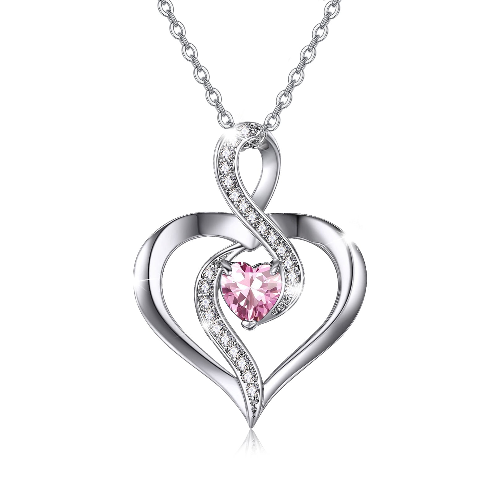 Coachuhhar Heart Necklace 925 Sterling Silver Infinity Birthstone ...
