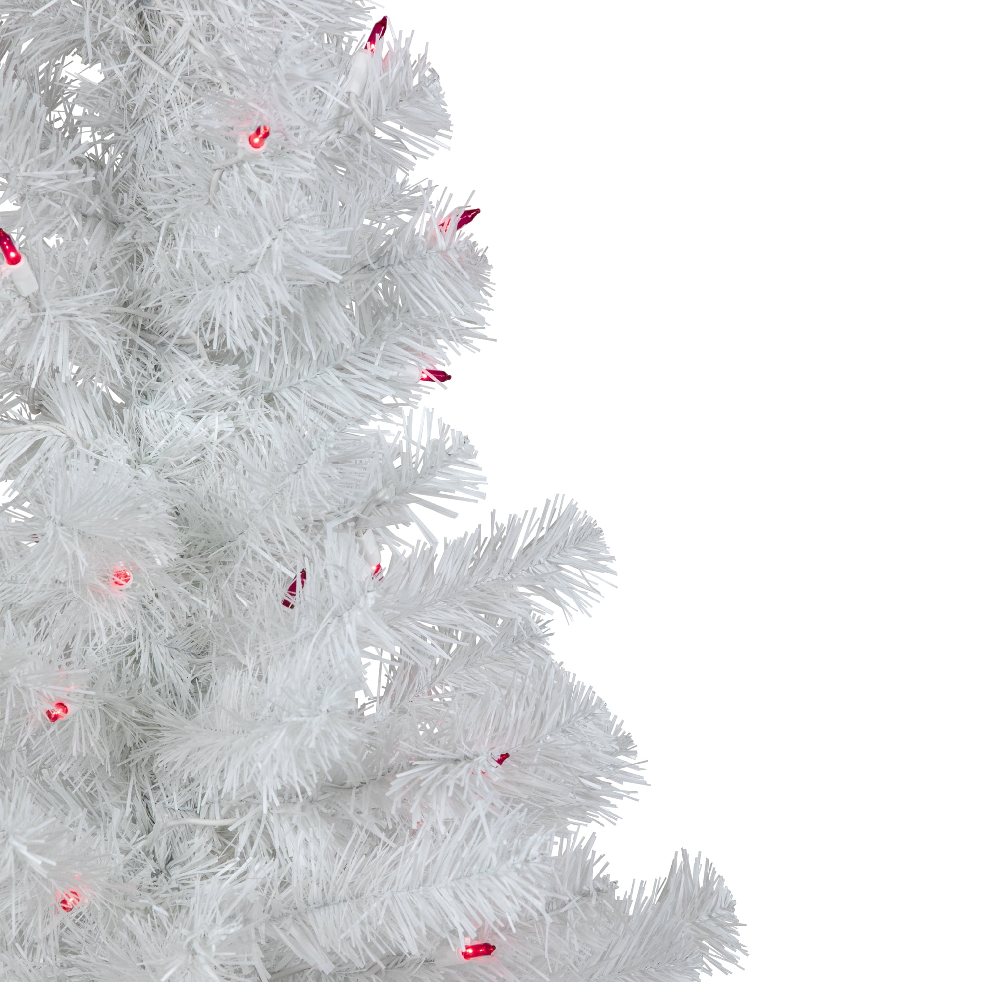 3' x 18" Pre-Lit Slim White Tinsel Artificial Christmas Tree - Pink Lights