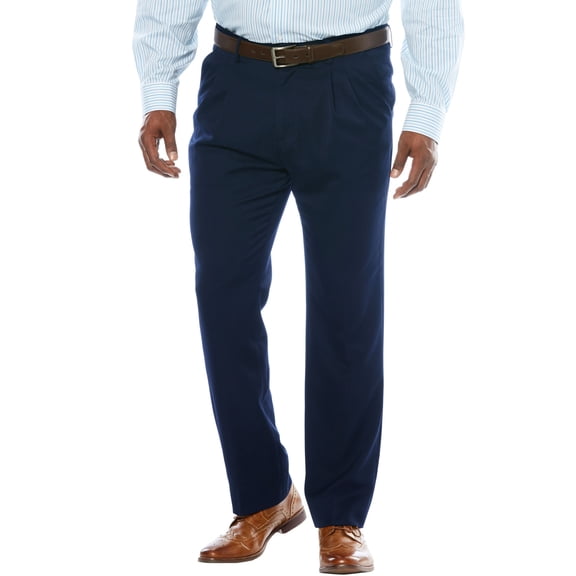 KingSize Men's Big & Tall No Hassle Classic Fit Expandable Waist Double-Pleat Dress Pants
