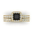 thumbnail image 2 of Clara Pucci 14K Yellow Gold Princess Cut 0.75Ct Natural Onyx Engagement Ring + Matching Band - Luxury Box Included, 2 of 7