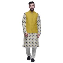 Atasi Printed Long Sleeve Classic Ethnic Kurta Pyjama Set For Mens Casual Wear