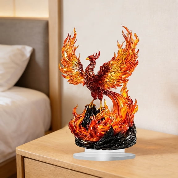 Acrylic 2D Tabletop Figurine, Fantasy Animal & Nature Themed Desk Decor, Stained Glass Bird Ornament for Home Office Shelf Display