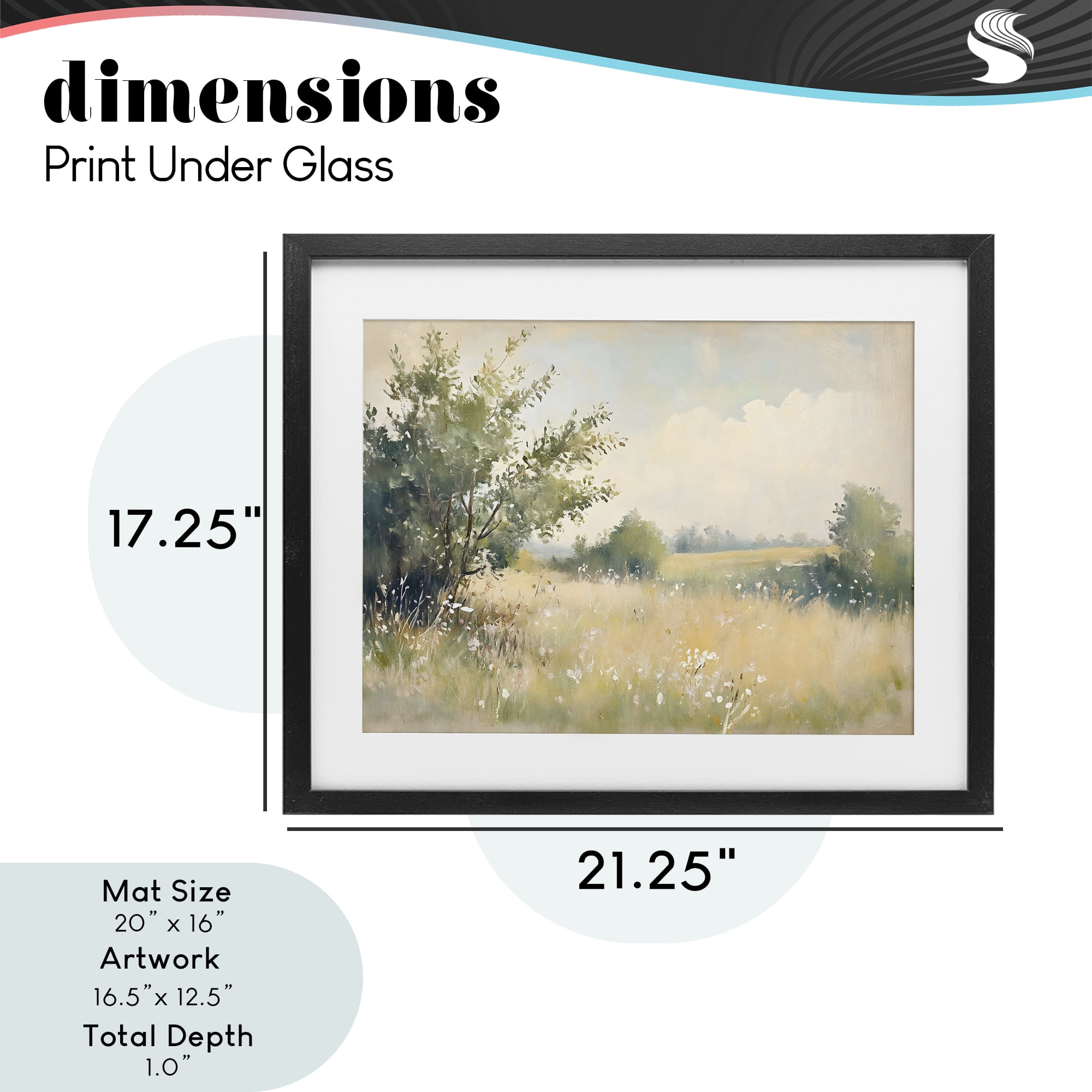Stupell Industries Summer Meadow in Soft Light Black Framed Print Under Glass, design by Creative Studio