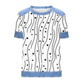 thumbnail image 2 of Tops de Manga Corta para las Mujeres Encaje Suelto Cuello Redondo Casual Color Sólido Blusa Camiseta Tops Sueltos, 2 of 5