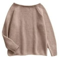 thumbnail image 3 of Women's Off Shoulder Long Sleeve Loose Pullover Sweater Tunics Top (Khaki L), 3 of 3