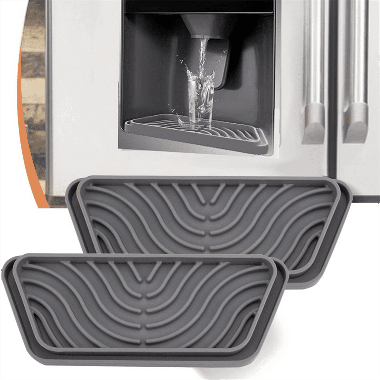 2pcs Refrigerator Drip Catcher Tray Mini Fridge Drip Tray Protects Ice and Water Dispenser Pan Fridge Spills Water Pad, Gray