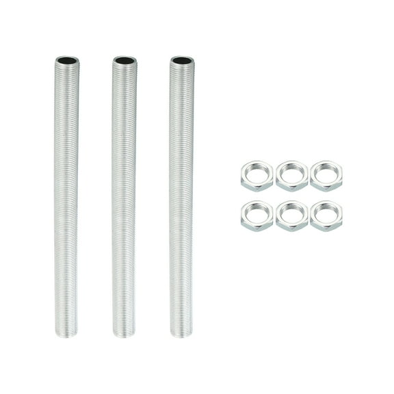 Uxcell M12 Thread 5.91" Lamp Pipe Kit with Lock Nuts All Thread Rod Fasteners Hardware 3 Set