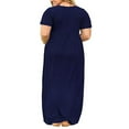 thumbnail image 3 of USSUMA Plus Size Maxi Dress for Womens Short Sleeve Loose Plain Empire Waist Long Dresses Casual Crewneck Beach Party Sundress, 3 of 5