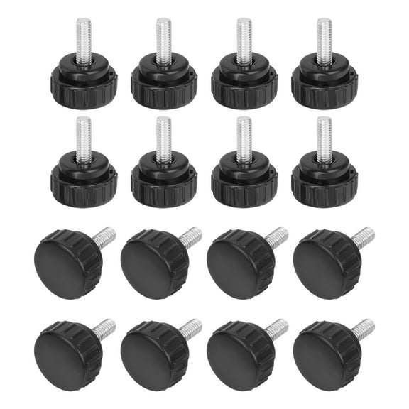 Uxcell 16Pack Round Knurled Thumb Screws, M6x16mm Carbon Steel Zinc Plated Thread Thumbscrew Clamping Knob Screw, Black