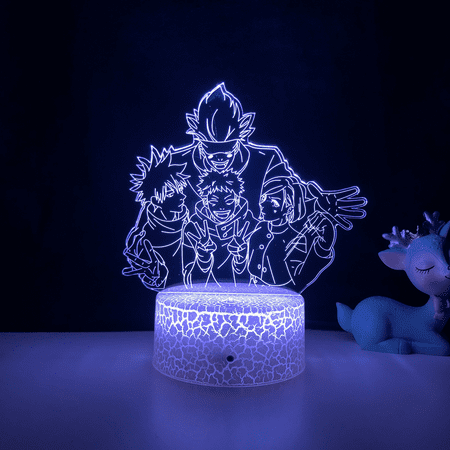 

JUSTUP Anime Spell Fighting Gojo Satoru 3D LED Night Light with Touch Remote Control Children s Bedroom Decorative 3D Illusion Lamp --- Pattern H（Crack Seat）