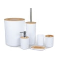 thumbnail image 2 of Juego De Baño De Madera De Bambú, Soporte Para Cepillo De Dientes, Jabonera, Bote De Basura, Recipiente Para Cepillo De Baño, Taza Para Enjuague Bucal, Botella De Loción Cateissary HA015701-00, 2 of 7