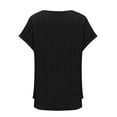 thumbnail image 6 of Otvok Womens New Solid Color Round Neck Strip Knitted Short Sleeve Tops, 6 of 6