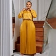 thumbnail image 2 of AURA Women Plus Size Fall Outfit 2 Piece Set Casual Shirt Wide Leg Pants Elegant, 2 of 8