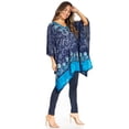 thumbnail image 4 of Sakkas Adalwin Desert Sun Lightweight Circle Ponch Tunic Top Blouse W / Embroidery - 35-NavyTurquoise - One Size, 4 of 5